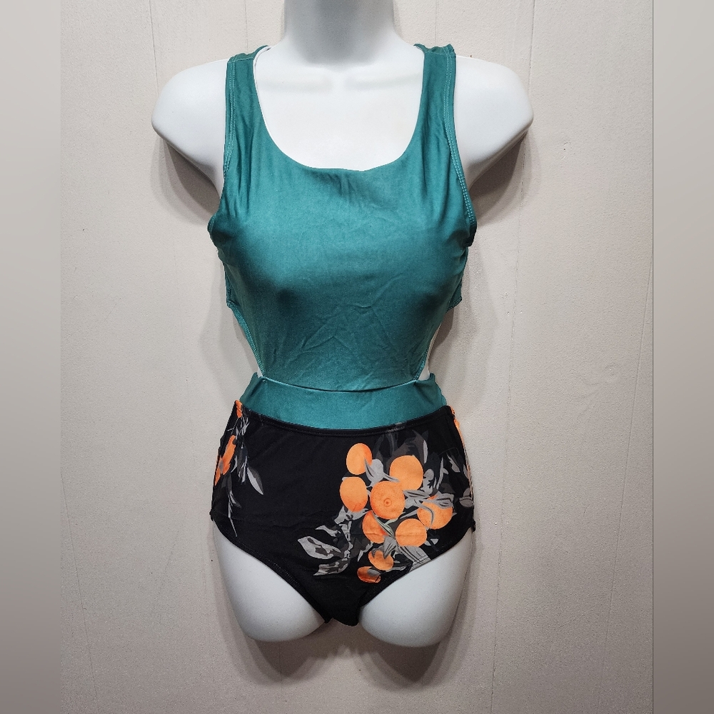 Swimsuit Medium One Piece Multicolor Floral Beach Swim B793